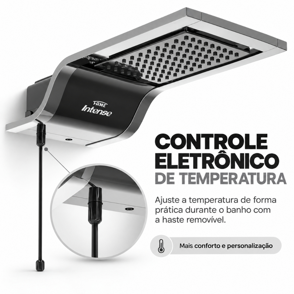 Ducha Eletrônica Intense Fame Black Chuveiro 7800w Preto/Cromado · foto 2