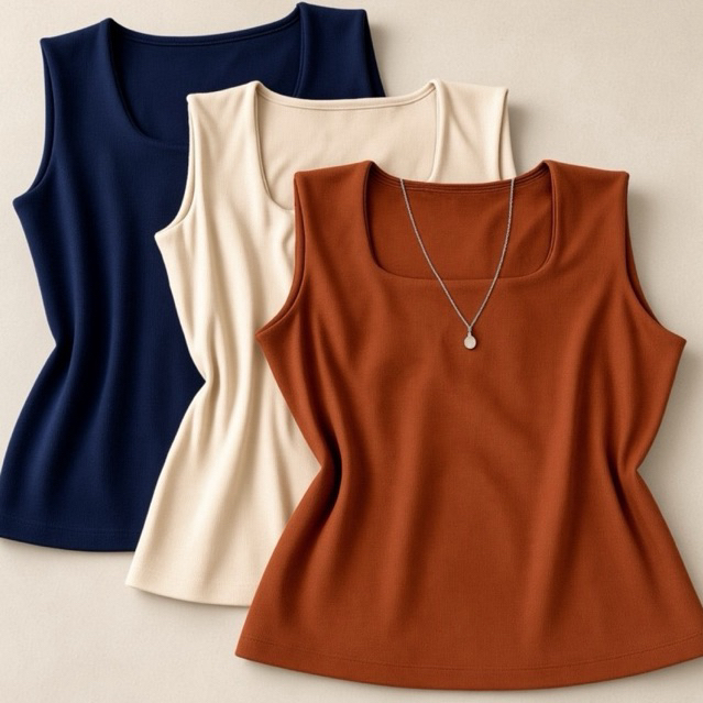 Kit 2 Regata Blusinha Plus Size Decote Quadrado Social Elegante Regatinha Plus Feminina Verão