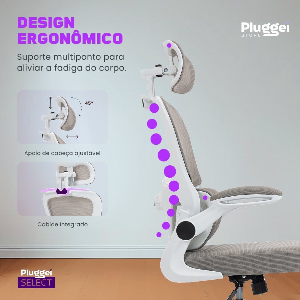 Cadeira De Escritório Executiva Reclinável Ergonômica com apoio de Lombar Malha até 150Kg · foto 2
