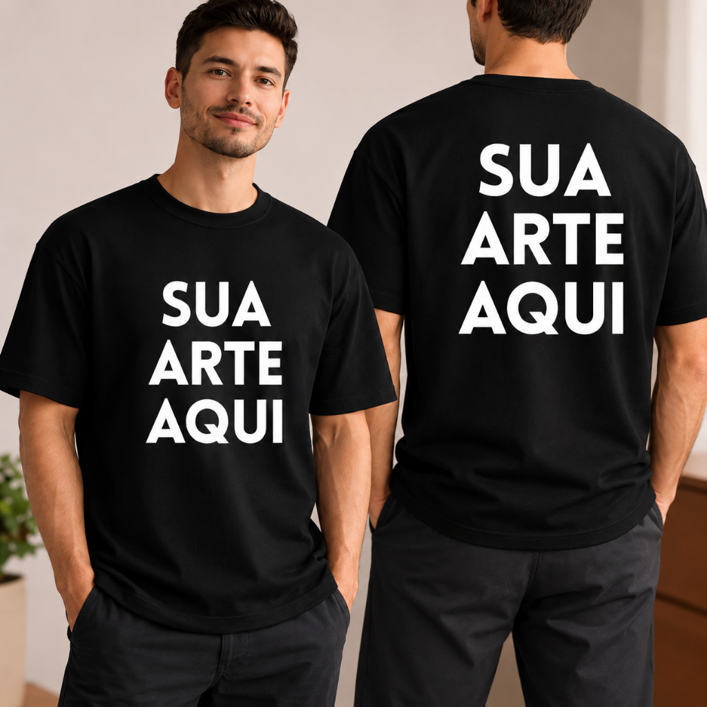 Kit 2 Camisetas Personalizadas Sua Logo Foto Frase Estampa DTF Alta Qualidade Uniforme Empresa 100% Algodão Unissex