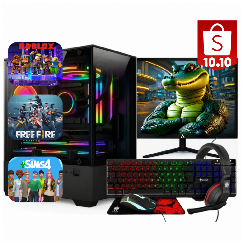 Computador Gamer Completo i5 16GB Memória RAM Monitor Teclado Mouse e Headset