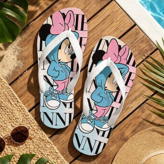 Chinelo Minnie Feminino Infantil e Adulto Estampado Confortável Antiderrapante 23 ao 46