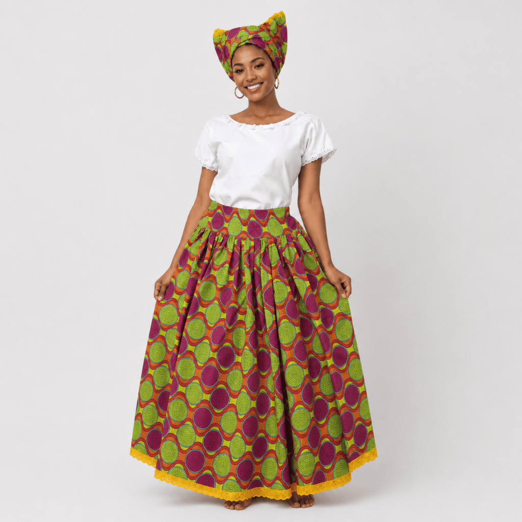 Baiana Estampa Africana 2 Peças Umbanda Candomblé