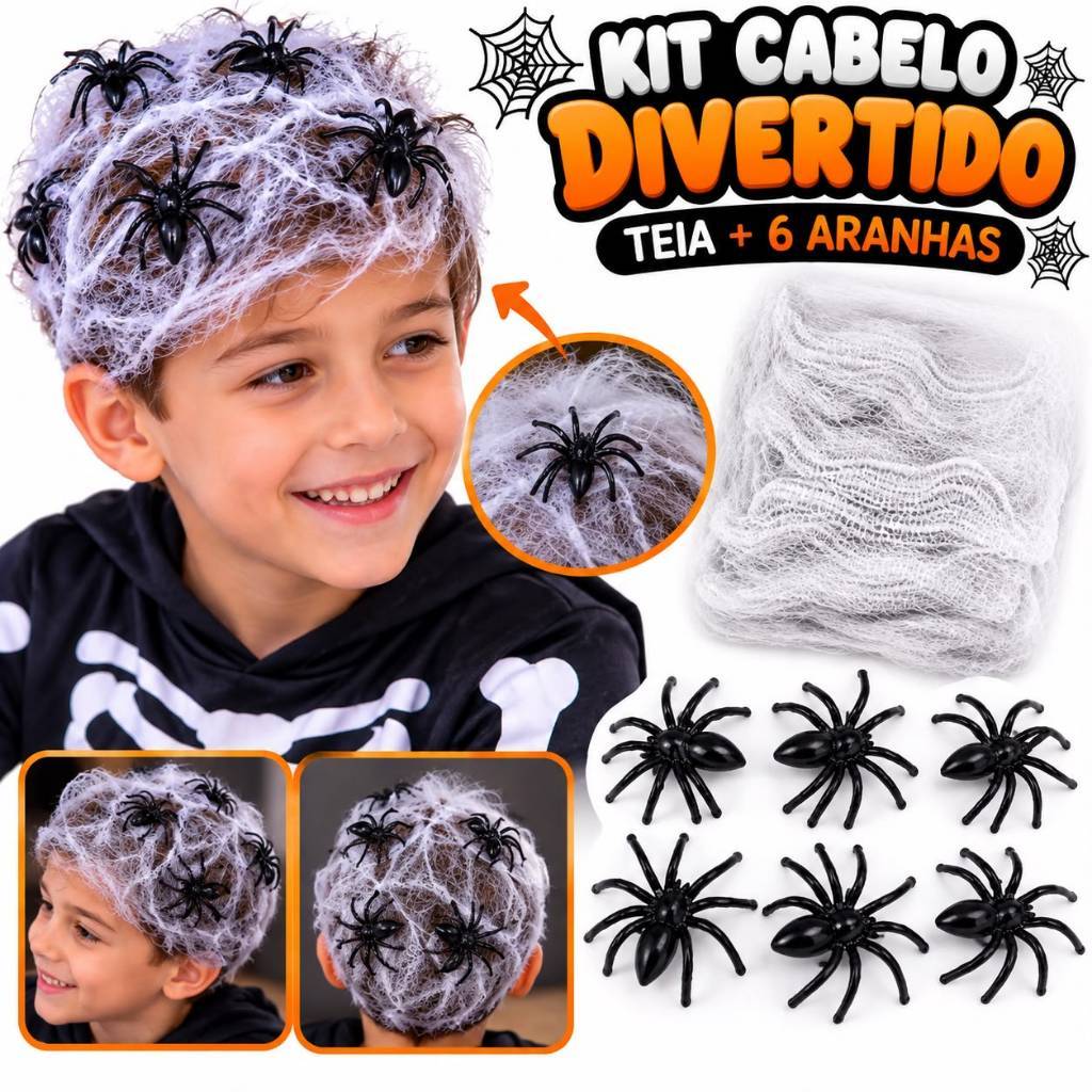 Kit Cabelo Maluco Divertido Infantil Festa Fantasia Halloween