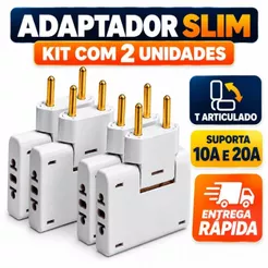 Adaptador tomada Articulado Dobrável 3 entradas 110V/220V Deslocado 10A Resistente e Bivolt
