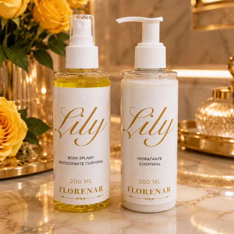 1 Kit Body Splash Bubbaloo Lily com gliter 200Ml + 1 Hidratante Corporal  Bubbaloo Lily 200ML