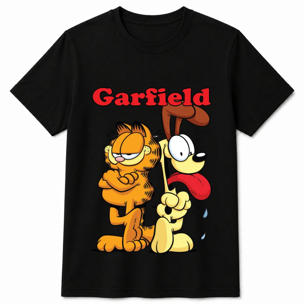 Camiseta Camisa Personalizada Estampada Desenho Infantil Gato Garfield Adulto e Infantil / 100% Algodão Premium