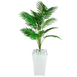 Plantas Artificial Palmeira Enfeite E Decoração Casa Sala Escritório Com Vaso Rattan