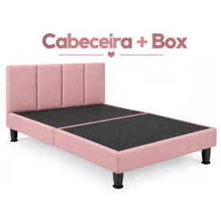 Kit Cama Box Solteiro + Cabeceira Estofada 90x190cm Suede Veludo Quarto Completo e Moderno - Envio Imediato