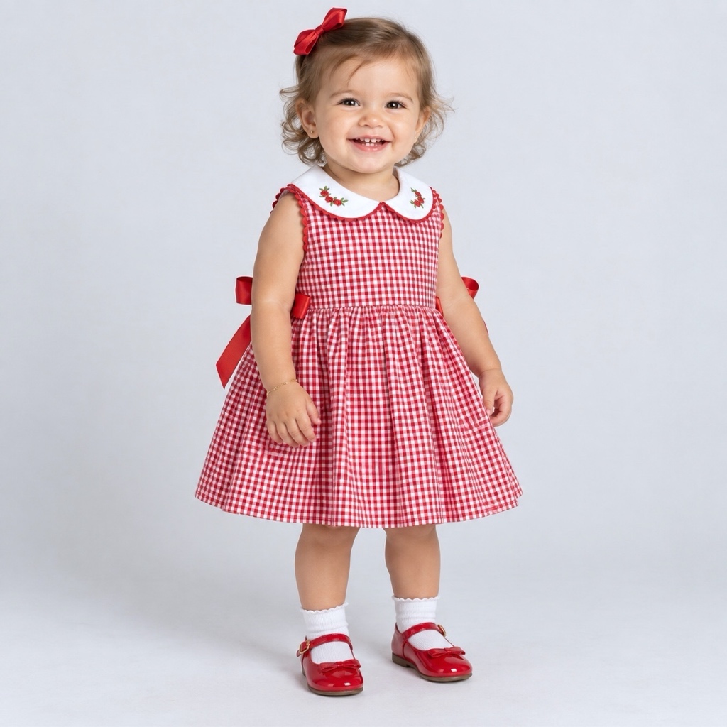 Vestido de Bebe Menina Infantil 100% Algodão Tricoline - Giulia — imagem 2 de 2