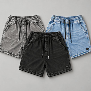 Bermuda Short Jogger Jeans Curto Mauricinho Masculino Casual Dia A Dia Cós Elástico Premium