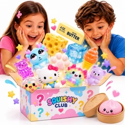 Kit 10 ou 5 Squish Box Caixa Surpresa de Squishy Com item raro