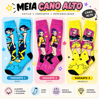 Meias KPOP Guerreiras Estampadas Coloridas Para Fãs de Dorama