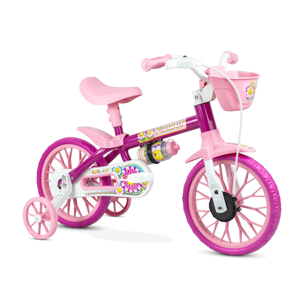 Bicicleta Bike Criança 2 A 5 Anos Aro 12 Nathor Infantil Rosa C/ Rodinha Menina e Menino