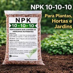 Adubo Fertilizante NPK 10-10-10 Granulado 1kg 3kg 5kg para Plantas Hortas Flores Vasos Jardins Premium Crescimento