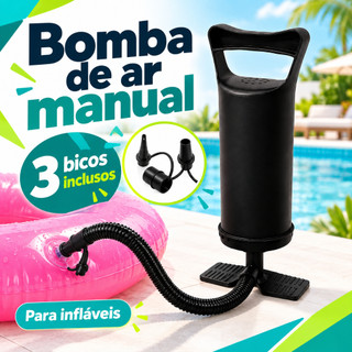 Bomba de Ar Manual Para Bóias Colchão Inflável Bolas Portátil Uso Fácil