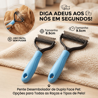 Escova Pente Desembolador Tira No Pet Cachorro Gato Pelagem Dupla Face Rasqueadeira Acessorios