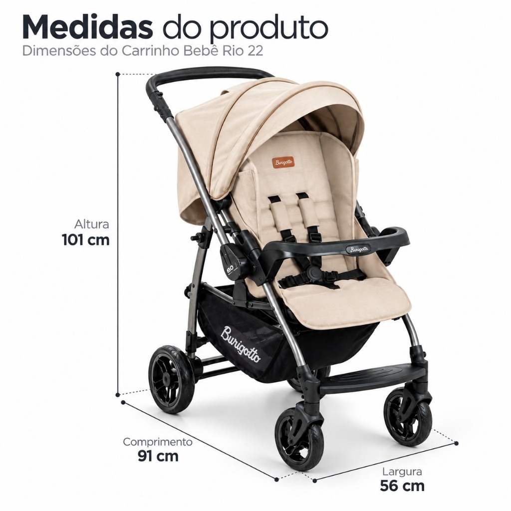 Carrinho De Bebê Burigotto Travel System Rio 22 Bebe Conforto Passeio 4 Rodas · foto 2