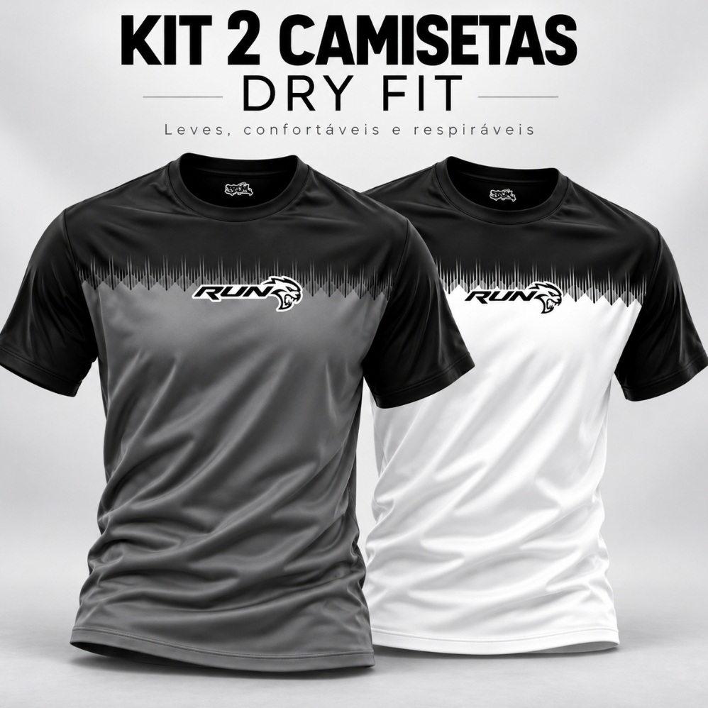 Kit 2 Camisetas Dry Fit Masculinas Blusa Esportiva Academia Treino Musculação Crossfit Corrida