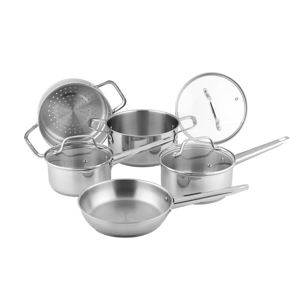 Brinox Jogo de Panelas 5 Peças Inox City - Fundo Triplo - Indução