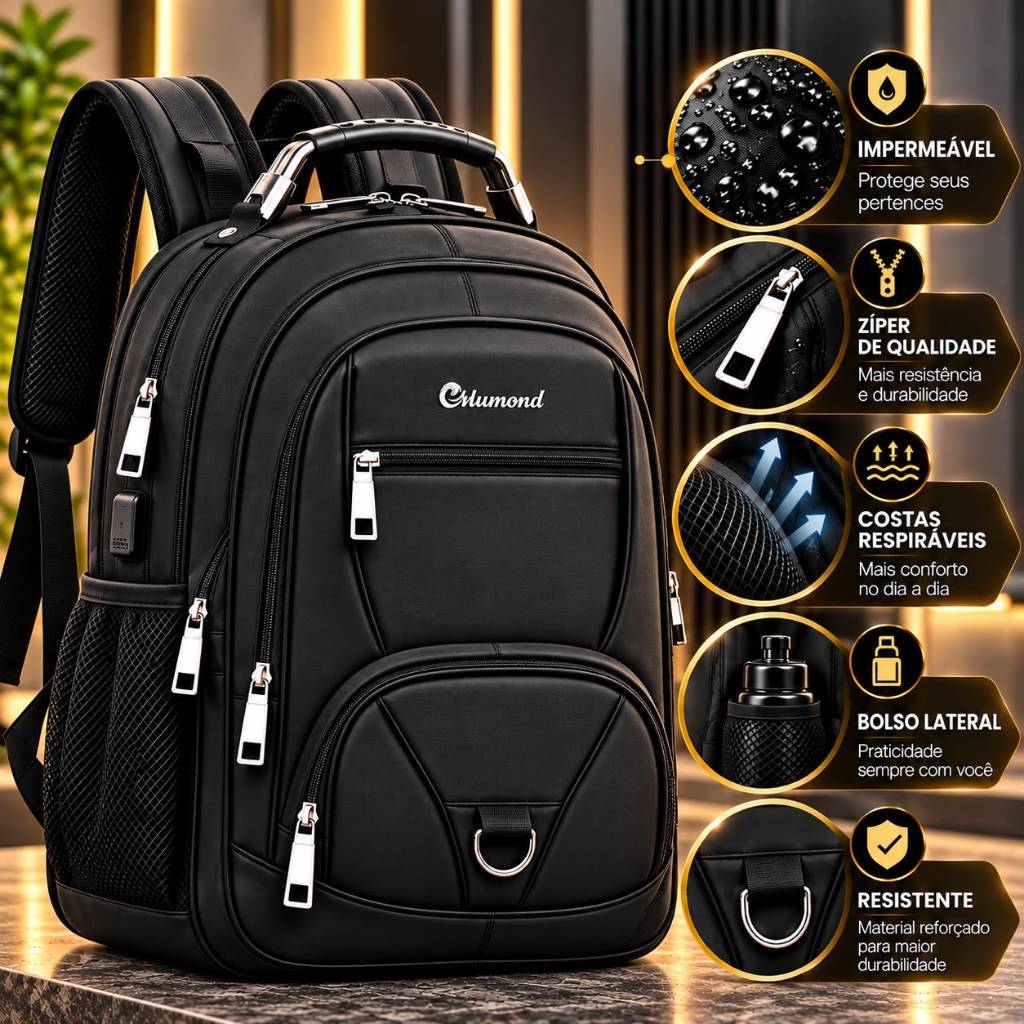 Mochila Bolsa Masculina Premium Executiva Resistente Notebook Faculdade Trabalho