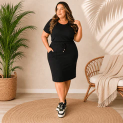 Conjunto Plus Size Feminino Blusa Tshirt + Saia Midi Fenda Lateral Adulto Luxo