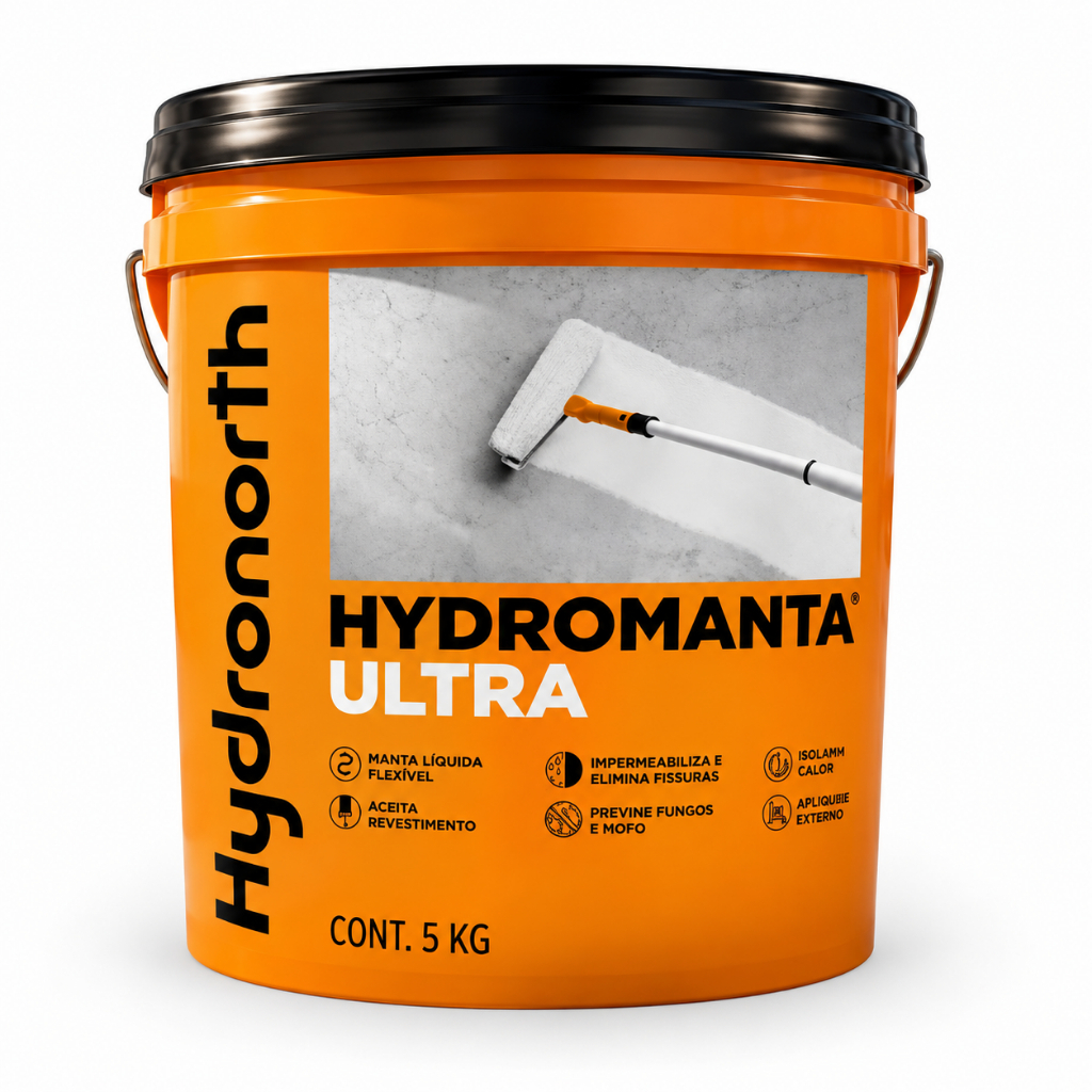 Manta Líquida Impermeabilizante Emborrachada 5KG Hydronorth Hydromanta Ultra Branco Laje Cobertura