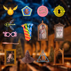Kit Completo 17 pcs Enfeites Natal Harry Potter Hogwarts PLA 3D