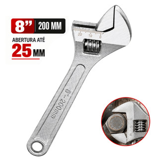 Chave Inglesa Ajustável 8 Polegadas 200mm Aço Carbono Abertura Até 25mm