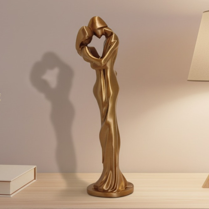 Estatueta Casal Unido 17cm | estatua Minimalista Romântica | Decoração Moderna dourado