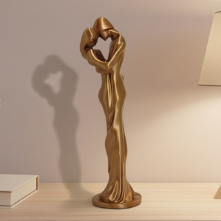 Estatueta Casal Unido 17cm | estatua Minimalista Romântica | Decoração Moderna dourado