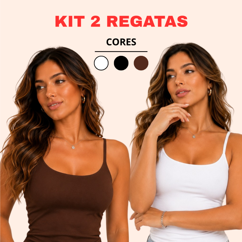 KIT 2 Regatas de Alcinha Suplex Blusinha Feminina Com Forro Duplo Básica Tendencia Blogueira Moda Verão
