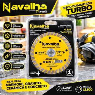 Disco de corte Diamantado Navalha Titanium para Marmore, Granito, Ceramica e Concreto