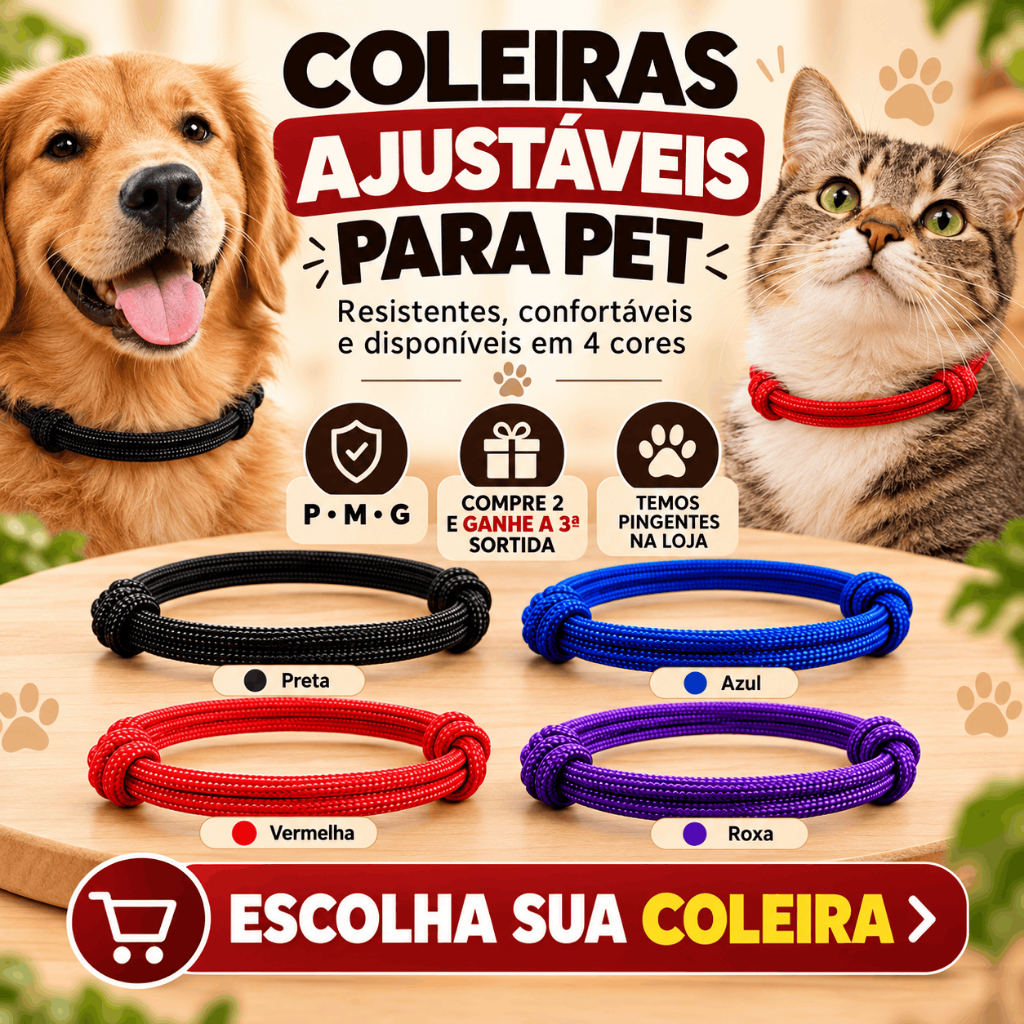 Coleira para Cachorro Pet Colar para Cachorro fêmea Macho Shitzu Pug