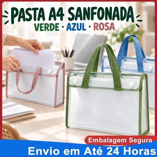 Pasta Organizadora A4 Multicamadas Portátil | Bolsa Transparente Impermeável PVC para Escola Escritório