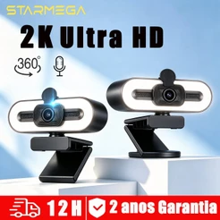 Webcam Câmera Computador Full HD 1080x1920p 2MP USB Plug Com uma luz de enchimento com PC e Notebook
