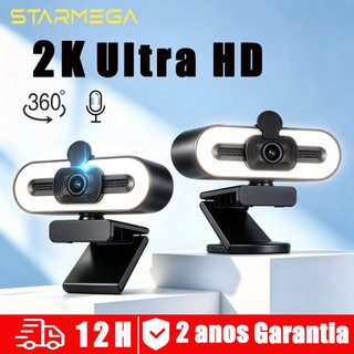 Webcam Câmera Computador Full HD 1080x1920p 2MP USB Plug Com uma luz de enchimento com PC e Notebook