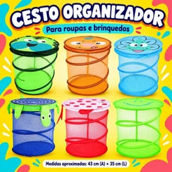 Cesto Organizador Dobrável Infantil Para Brinquedos Cesto de Roupa Criança