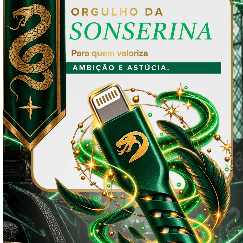 Cabo MFi Lightning para USB-C Verde | Sonserina Harry Potter — imagem 2 de 2