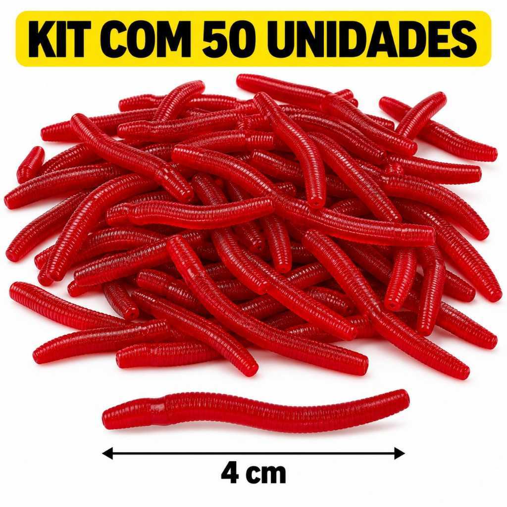 Isca Artificial Pesca Minhoca em Silicone Soft Iscas Artificiais para Pesca de Tilápia Lambari Piau