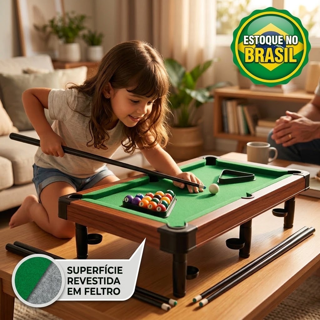 Mesa De Sinuca Bilhar Snooker Infantil Com 2 Tacos E Bolas Jogo De Mesa Família Presente Criança