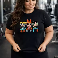 Camiseta Plus Size Feminina P Ao G5 Estampada Academia Treino Trio Poderosas Blusa GYM 100% Algodão Premium Blusa Camisa