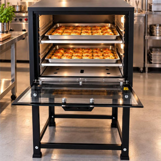 Forno Industrial Á Gás 80 Litros Com Cavalete Tampo Em Vidro Temperado Resistente Com 2 Grades