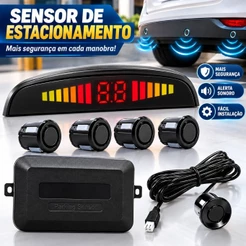 Kit Sensor Estacionamento Ré display para carro Universal com Sinal Sonoro