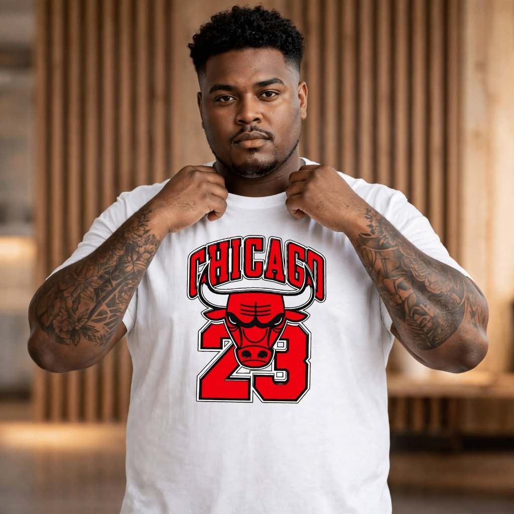 Camiseta Plus Size Masculina Estampada Chicaco 23 100% Premium Manga Curta Casual Blusa Academia Camis