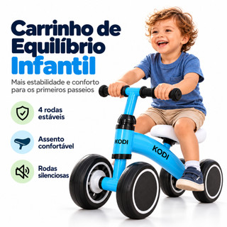 Bicicleta De Equilíbrio Bebê 4 Rodas sem Pedais Andador Brinquedo Para Crianças Coloridas -P14