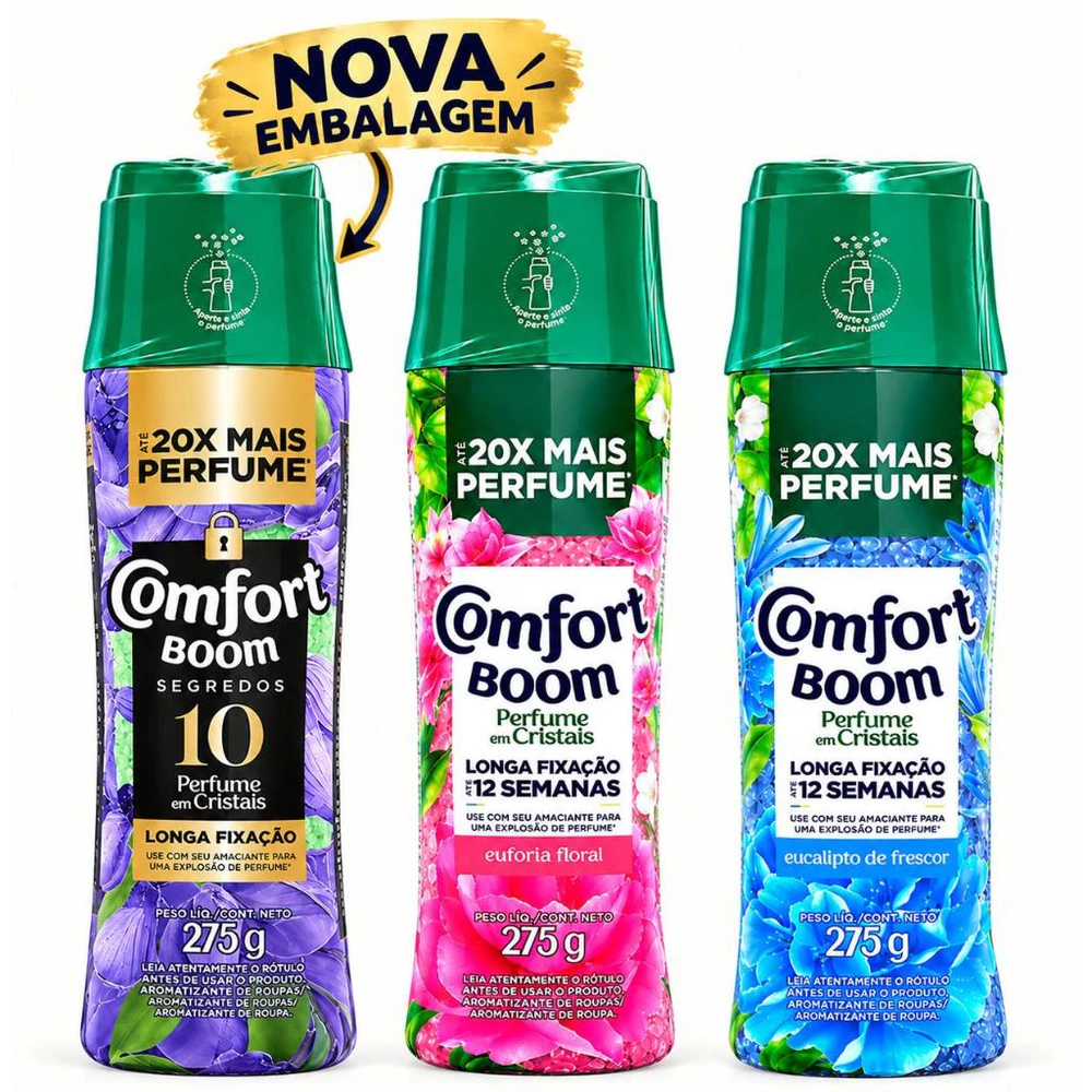 Comfort BOOM Euforia floral 275g + Comfort BOMM explosão de frescos + Bridgerton 275g