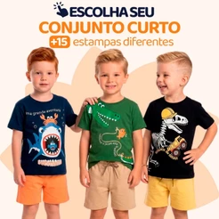 Conjunto Infantil Masculino Menino Verão Manga Curta Roupa Infantil Masculina Tamanho 2 ao 10 L22