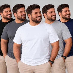 Kit 5 Camiseta Masculina Plus Size Básica 100% Algodão Camisa Extra Grande