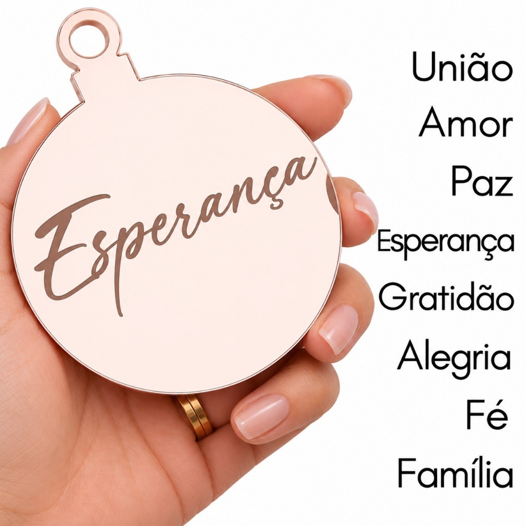 Kit 8 Enfeites Natal Acrílico Espelhado 6 cm Palavras Decoração Bolas Árvore Moderno Luxo Decoração